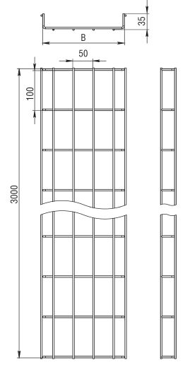 Лоток проволочный прямой диаметр проволоки 4 мм ПП4.150.35.3000.8.4